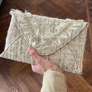 Gold & White Envelop Clutch